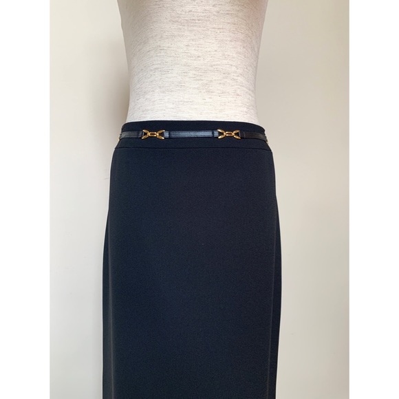 Black dressy midi skirt with gold belt detail, 12 - Picture 6 of 13